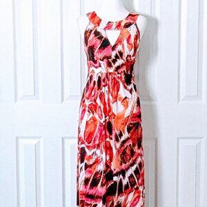 BISOU BISOU Women's Cut Out Bodice Maxi Dress  Size 6  Multi Color Print